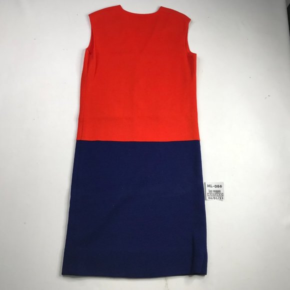 Vintage Retro 60s 70s 100% Wool Knit Wrap Button Women Tunic Dress Pocke Size 11 - Picture 7 of 8